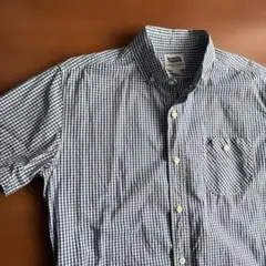 チェック柄 半袖シャツ ネイビー