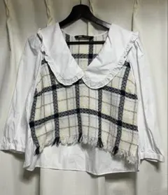 ZARA 七分袖　フリルブラウス　 シャツ　 チェック