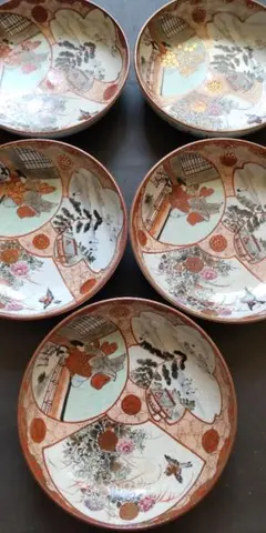 上位作】 古伊万里 幕末～明治 錦手 金彩色絵 七寸皿 3枚 管理A3896