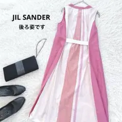 ジルサンダー シルク100 バックデザイン ワンピース ドレス ピンク イタリア