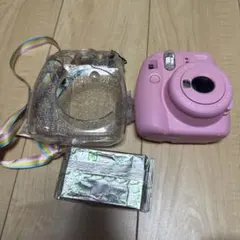 instax mini 8+ ピンク 本体 透明ケース付き