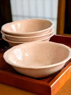 ピンク色スープ皿4枚セット 丼鉢