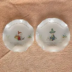 ムーミン　ガラス製　デザート皿　2枚セット　スナフキン　ミィ　YAMAKA