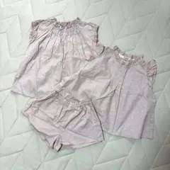 ハンドメイド作家　チェリー柄　3点セットアップ　100 ピンク　くすみ