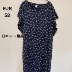 【大きいサイズ 8L〜】美品✨ネイビー 小花柄 ワンピース チュニック ゆったり