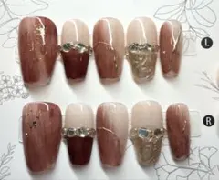 ブラウン系ネイルチップセット サイズS
