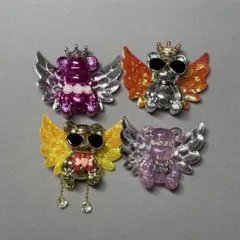 デコくまビーズ4個セット①　ハンドメイド　クマビーズ