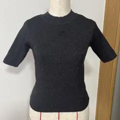 R E D Y A Z Lラメ入り 半袖 リブニット ブラック