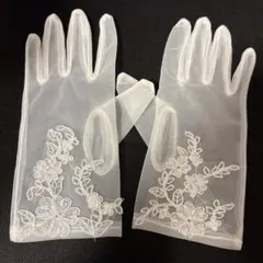 ウェディンググローブ 刺繍 ホワイト