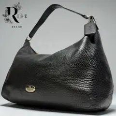 【良品】COACH ペプルドレザー ワンショルダーバッグ ハンド B5 馬車 黒