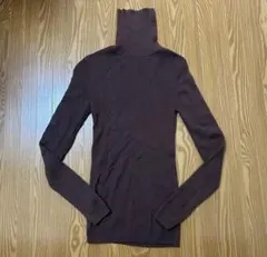 無印良品 首のチクチクを抑えたリブタートルネック ブラウン Mサイズ