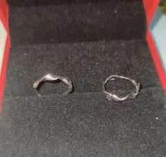 波形デザイン シルバーピアス 2個セット