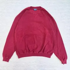 LA LOVING XL Vガゼット 無地スウェットトレーナー バーガンディ厚手