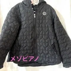 メゾピアノ　黒 キルティングコート フード付き　140cm
