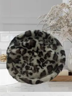 ヒョウ柄 ベレー帽