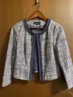 【お値下げしました】INDIVI インディヴィ ノーカラーツイードジャケット 紫