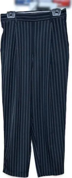 GUブラックストライプ テーパードスラックス レディースM