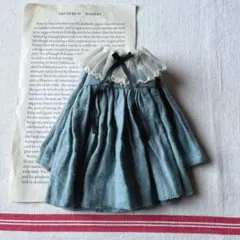 紅茶染めりぼんワンピース　ブライスアウトフィット　ハンドメイド　ネオブライス洋服