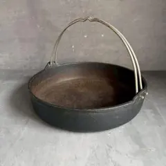 4F【昭和レトロ】火おこし器 十能 鋳物製 木製ハンドル 古道具 