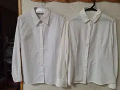 最終 お値下げ　ホワイト 長袖シャツ ブラウス2枚組　LL オフィスにも