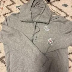 Nike パーカー S グレー　韓国　カスタム　ワッペン