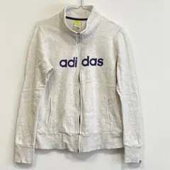 adidas アディダス レディース ジップアップパーカー ライトグレー　L