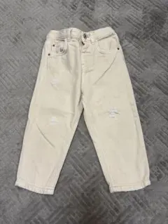 ZARA 92cm ホワイトダメージデニムパンツ