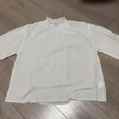 GLOBAL WORK ホワイト 長袖ブラウス フリルネック
