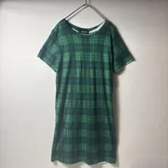 zucca ズッカ　グリーン　タータンチェック柄　ワンピース　古着