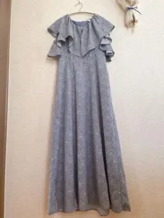 【美品】フリル袖 花柄 ロングワンピース オフショルダー 半袖 2way