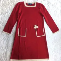 カタログ掲載♡ 極美品✨ エムズグレイシー ニット ワンピース 花柄 リボン M'S GRACY エムズグレイシー 花柄 ニット ワンピース38