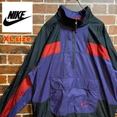 NIKE ナイキ ナイロンジャケット アノラック ハーフジップ 刺繍古着