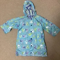 90サイズ ベビー レインコート 椅子柄 ライトブルー