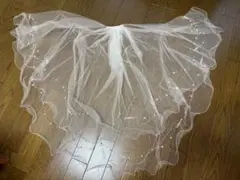 未使用　ワタベウエディング　ホワイトベール ビーズ装飾 コーム付き