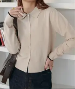 DISCOAT ベージュ 長袖カーディガン