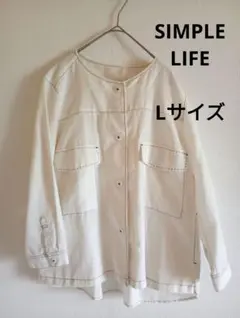 SIMPLELIFEシンプルライフ夏用ホワイト ノーカラージャケット 八分袖のサムネイル