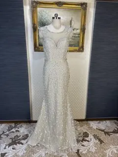 シルバー ビーズ装飾 パーティードレス