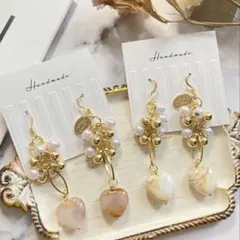 No.21 ゴールド　ハート　ピアス　イヤリング　フープイヤリング　ピアス見え