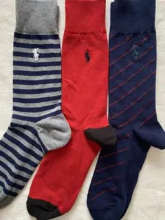 POLO ポロラルフローレンのメンズ用ソックス、3足セット新品25〜27cm