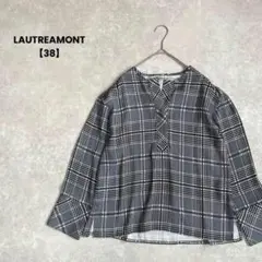 a1395＊LAUTREAMONT チェック長袖カットソー　グレー【38】綺麗め