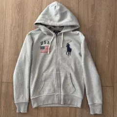 未使用級　ポロラルフローレン　ビッグポニー　裏起　パーカー　グレー　ジップアップ
