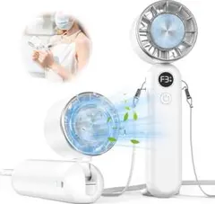 ハンディファン【冷却プレート付】 首掛け＆卓上両用 首掛けミニ扇風機 強力送風