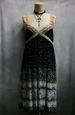 y2k　キャミワンピ　レース　花柄　フリル　フェアリーグランジ　平成　50725