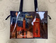 Harrods ハロッズ ビニール トートバッグ L サイズ　ネイビー