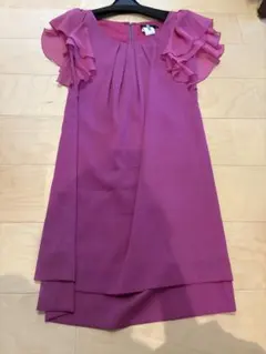 美品　クリーニング済み　REJOUR フリル袖ピンクドレス ベルト付き