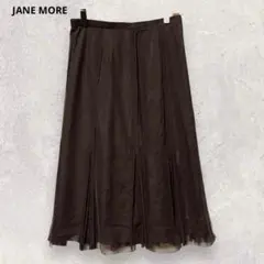 ジェーンモア プリーツスカート M ブラウン シフォン 膝丈 裏地あり フレアのサムネイル