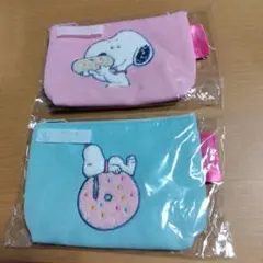 PEANUTS スヌーピー 当りくじ ポーチ 全2種 コンプ ピンク＆ブルー