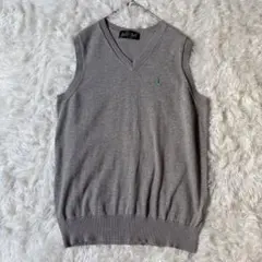 EAST BOY　Vネックニットベスト　11　グレー　ロゴ刺繍　◆A1017