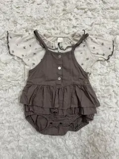 テータテート フリルサロペット 花柄トップスセット 80