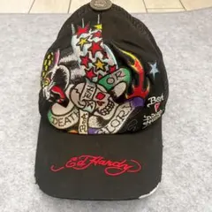 ジャンク Ed Hardy キャップ スカル 刺繍 ブラックのサムネイル